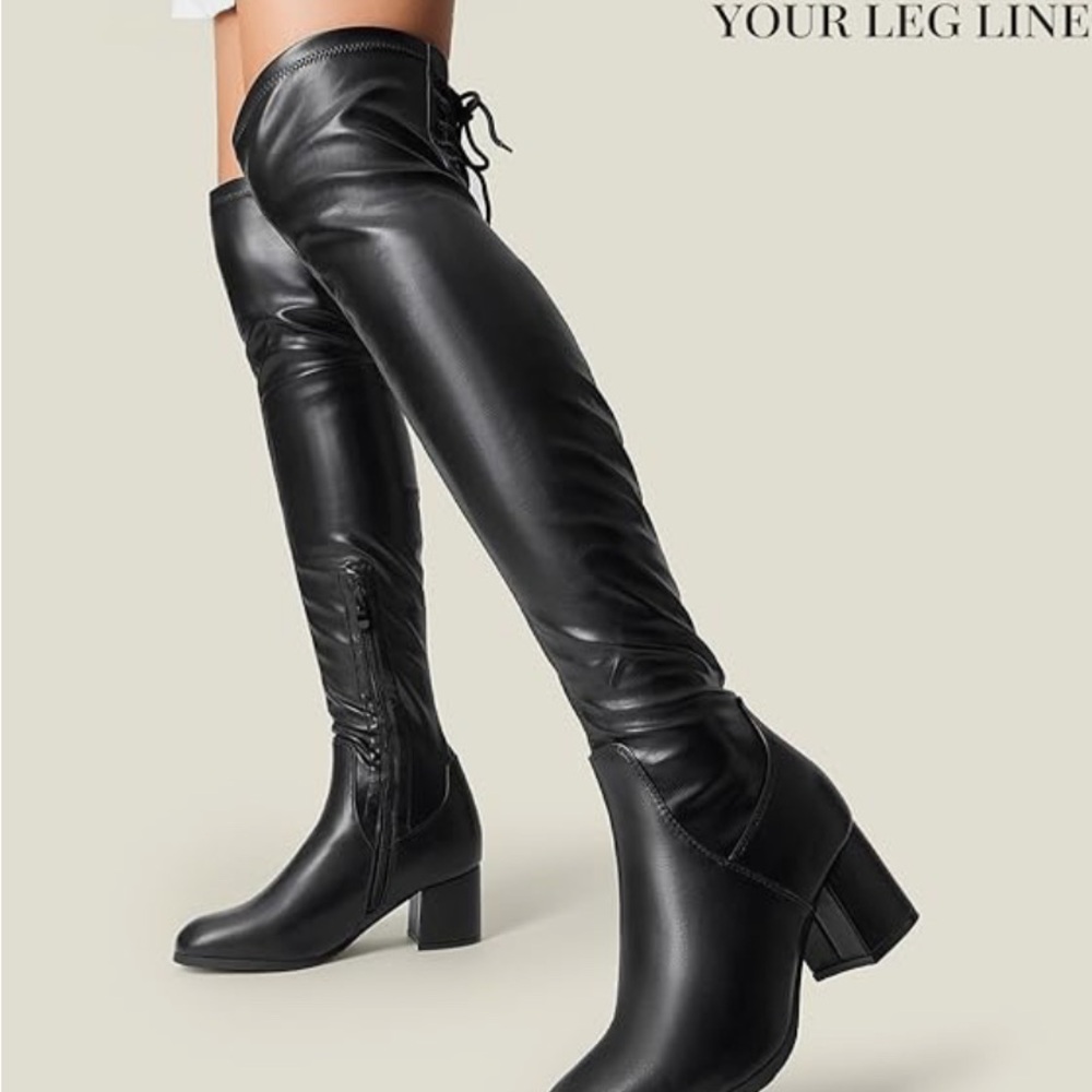 Black Lace-Up Leather Boots